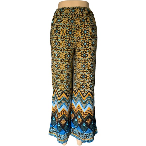 Multicolour Yellow Wide Leg Pants Size S - Picture 3 of 11